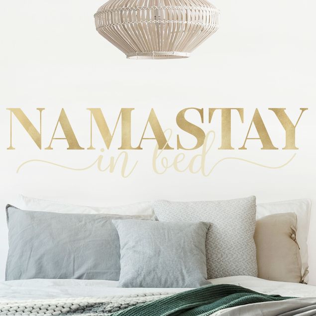 Inspirational quotes wall stickers Namastay in bed Gold
