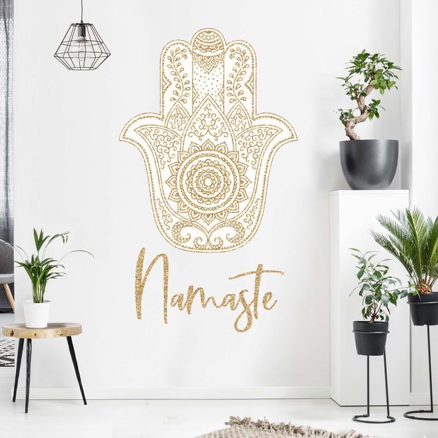 Wall art stickers Namaste - Hamsa hand gold