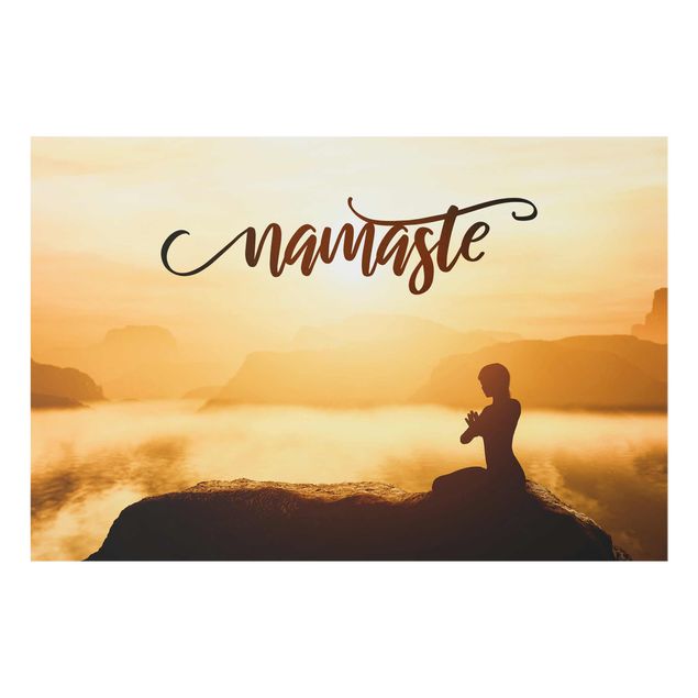 Glass print - Namaste Sunrise In Mountains