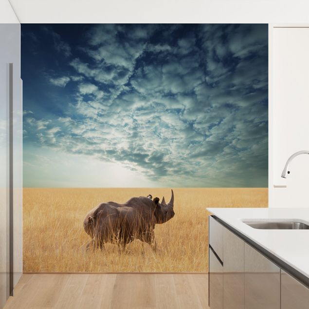 Wallpaper - Rhino In The Savannah