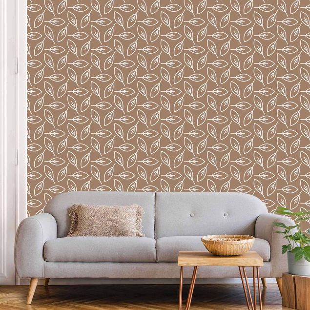 Wallpaper - Natural Pattern Leaf Lines In Front Of Brown