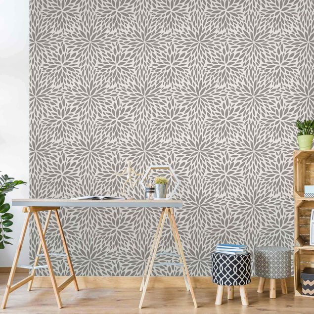 Wallpaper - Natural Pattern Flowers In Gray