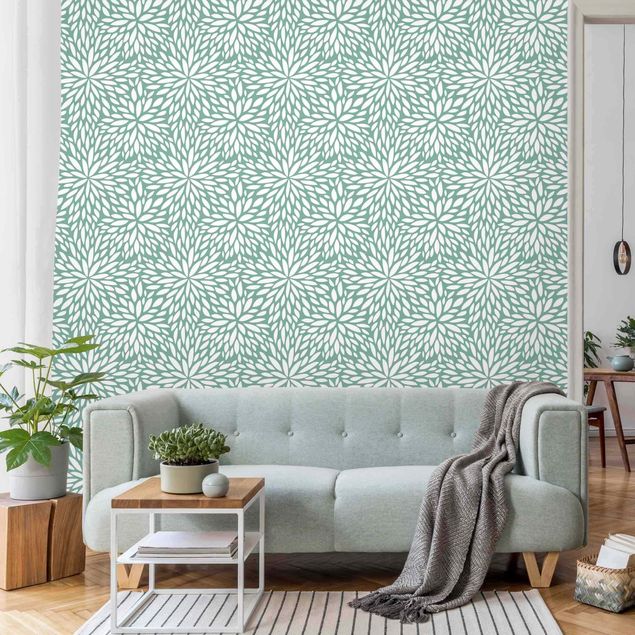 Wallpaper - Natural Pattern Flowers In Mint