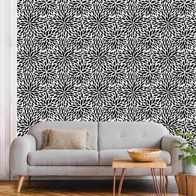 Wallpaper - Natural Pattern Flowers In Black
