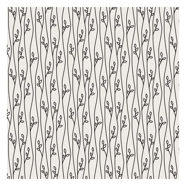 Wallpaper - Natural Pattern Plant Lines In Black