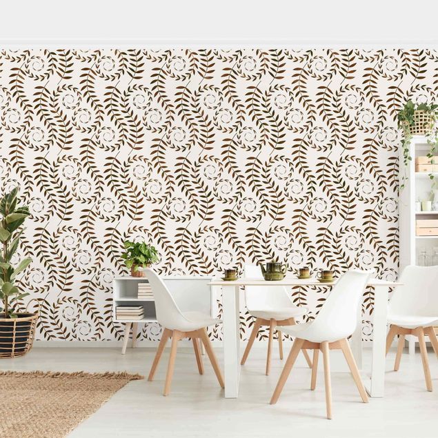 Wallpaper - Natural Pattern Tendrils In Brown