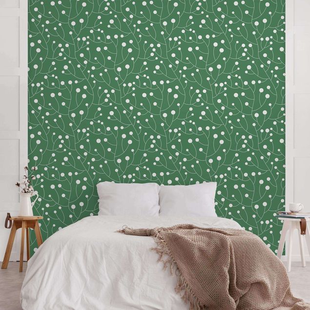 Wallpaper - Natural Pattern Growth With Dots On Green