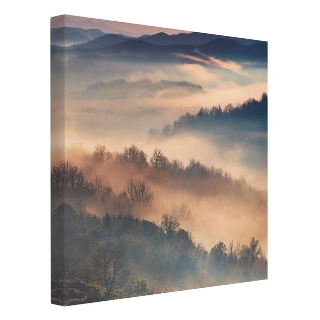 Natural canvas print - Fog At Sunset - Square 1:1