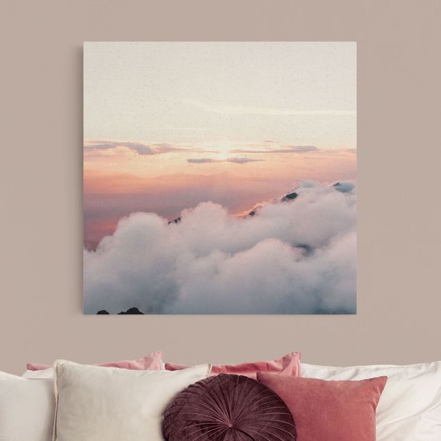 Natural canvas print - Fog Over Mountains - Square 1:1