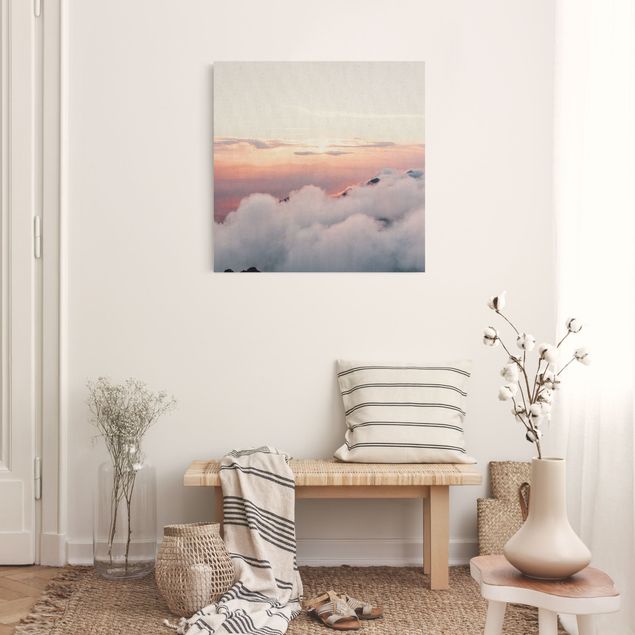 Natural canvas print - Fog Over Mountains - Square 1:1