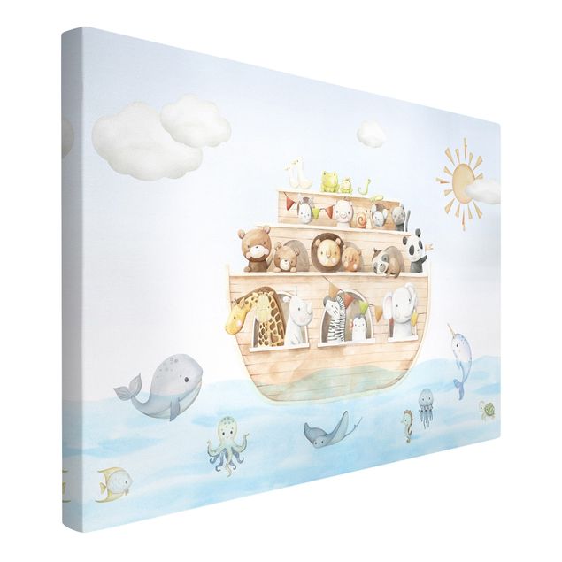 Print on canvas - Cute baby animals on the ark - Landscape format 3:2