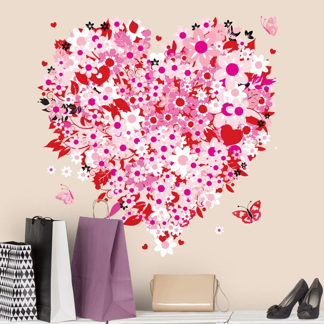 Flower wall decals No.321 floral retro heart