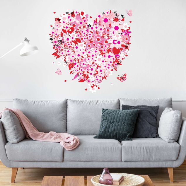 Animal print wall stickers No.321 floral retro heart