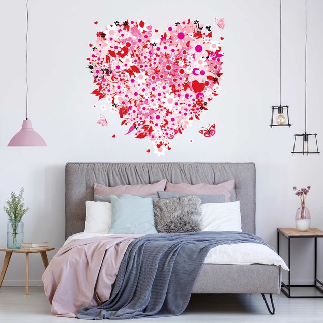 Plant wall decals No.321 floral retro heart
