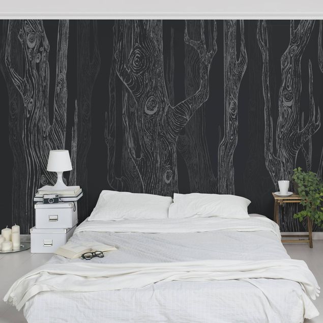 Wallpaper - No.MW20 Living Forest Anthracite Grey