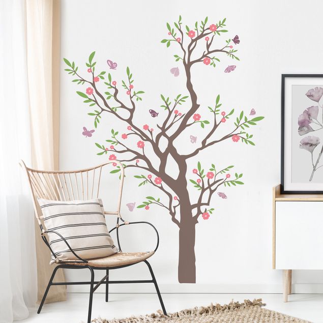 Animal print wall stickers No.rs75 branch with butterflies