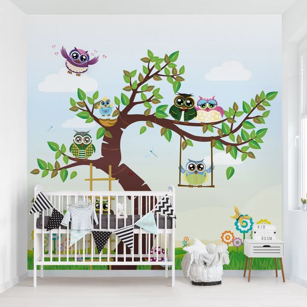Wallpaper - No.YK23 Funny Owl Tree