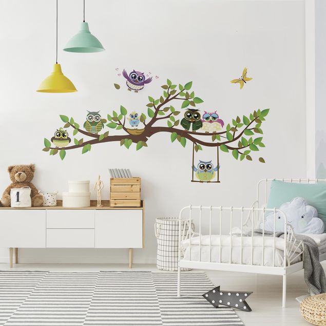 Wall stickers trees No.yk24 Funny owl branch
