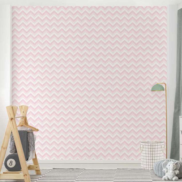 Wallpaper - No.YK37 Zigzag Pattern Light Pink