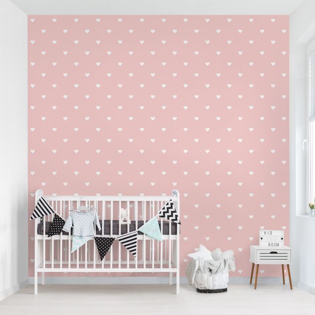 Wallpaper - No.YK59 White Hearts On Pink