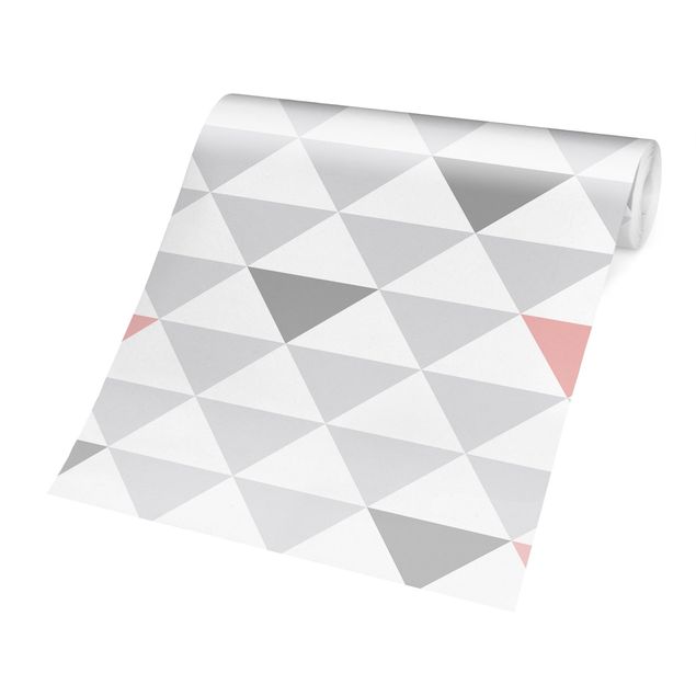 Wallpaper - No.YK65 Triangles Grey White Pink