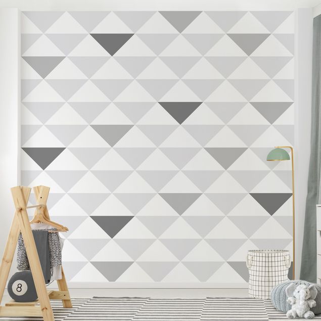 Wallpapers No.YK66 Triangles Grey White Grey