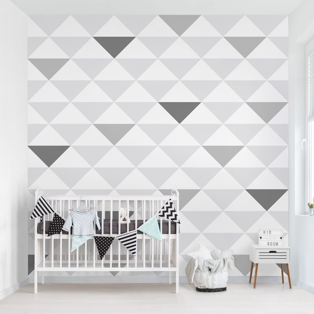 Wallpaper - No.YK66 Triangles Grey White Grey