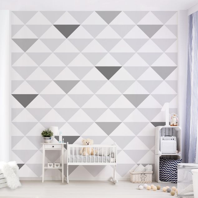 Wallpaper - No.YK66 Triangles Grey White Grey