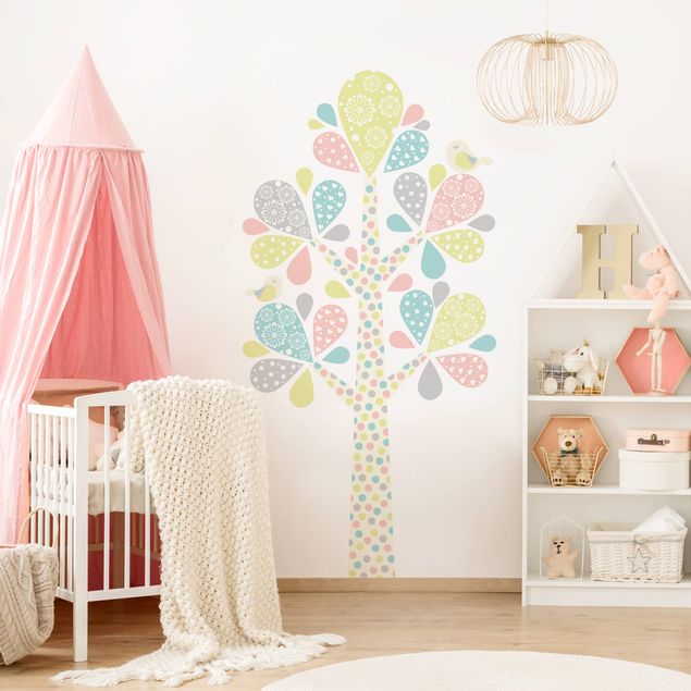 Animal wall decals No.yk76 Abstract tree with big drop sheets in pastel