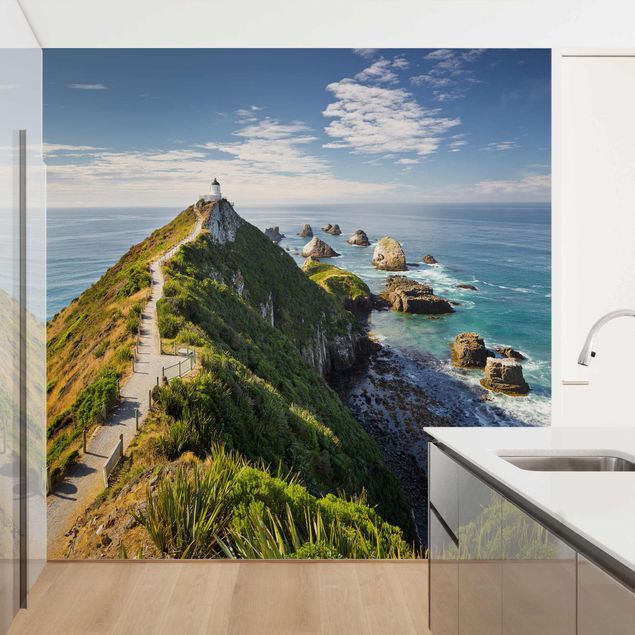 Wallpaper - Nugget Point Lighthouse And Sea New Zealand