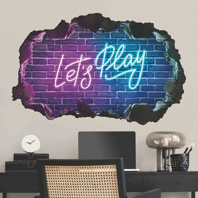 Wall decal Neon Text Let's Play