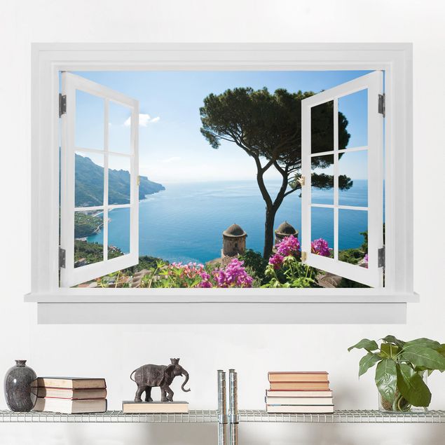 Wall stickers island Open window view from the garden to the sea