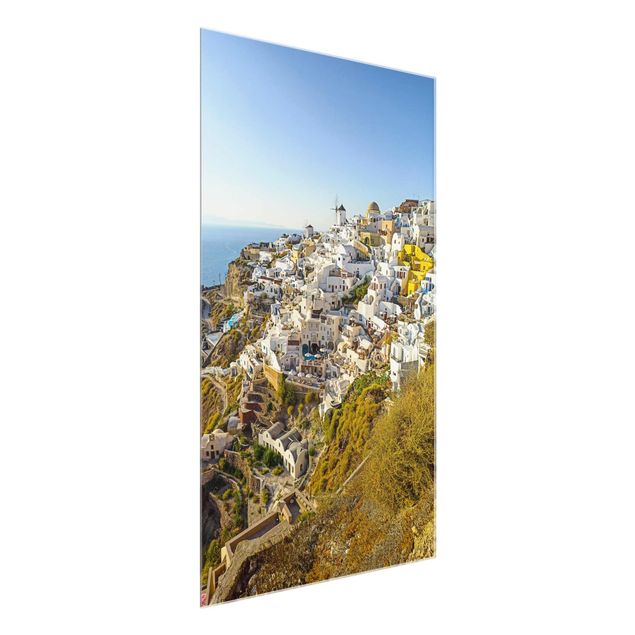 Glass print - Oia On Santorini