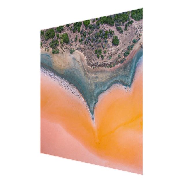 Glass print - Orange Lake Shore On Sardinia