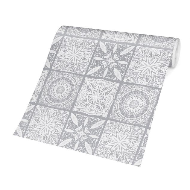 Wallpaper - Oriantal Mandala Pattern Mix With Grey