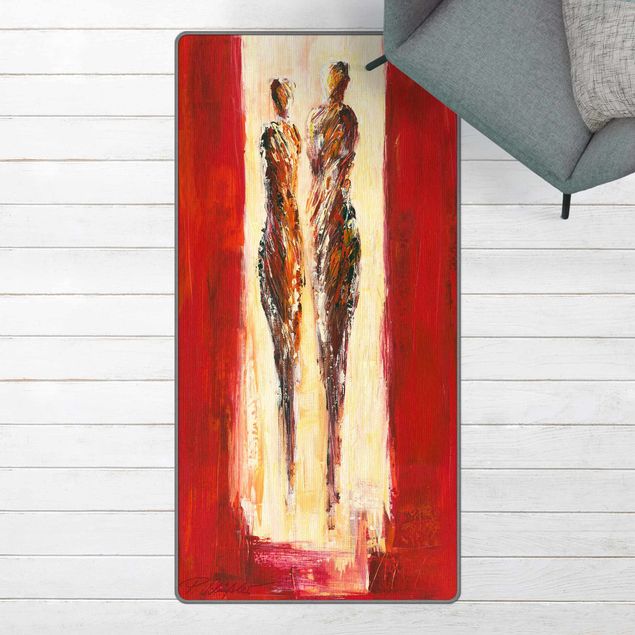 abstract area rug Couple In Red