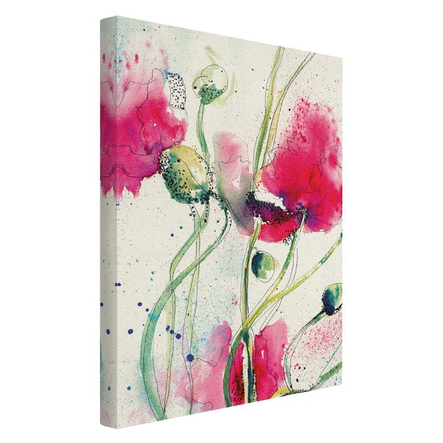 Natural canvas print - Painted Poppies - Portrait format 2:3