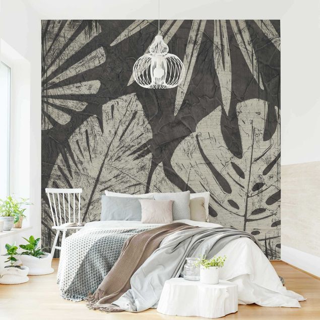 Wallpapers Palm Leaves Dark Grey Backdrop