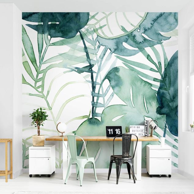Wallpaper - Palm Fronds In Watercolour II