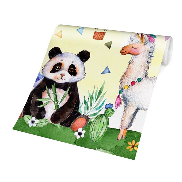 Wallpaper - Panda And Lama Watercolour