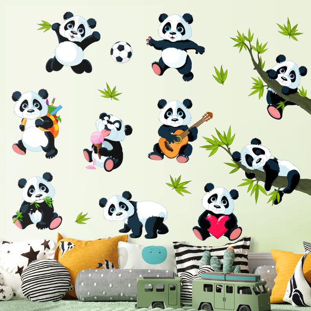 Autocolantes de parede pandas Pandabar mega set