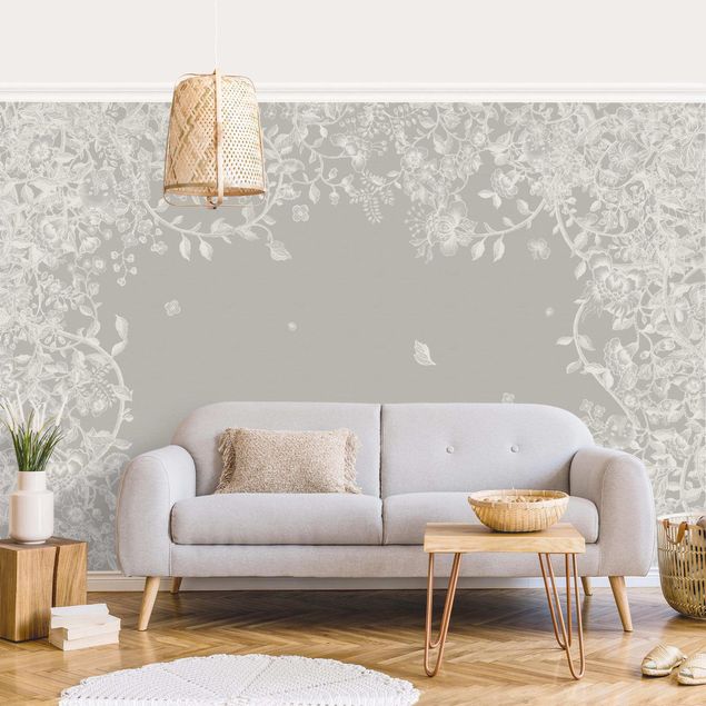Wallpapers Pastel Flower Tendrils Chinoiserie