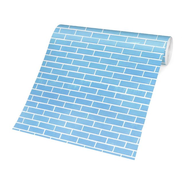 Wallpaper - Pastel Blue Brick Wall