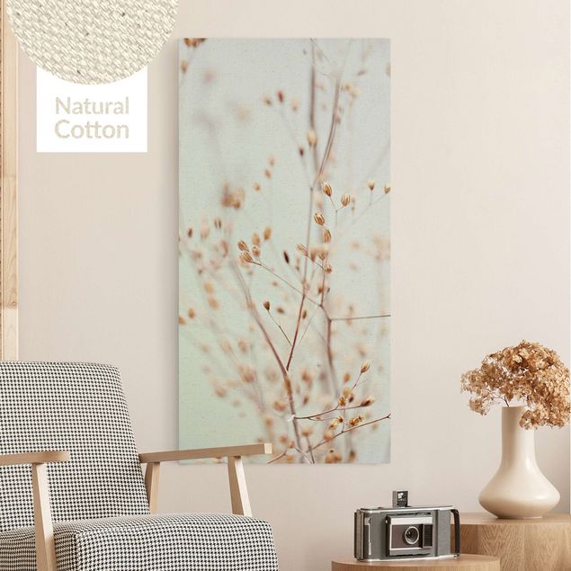 Natural canvas print - Pastel Buds On Wild Flower Twig - Portrait format 1:2