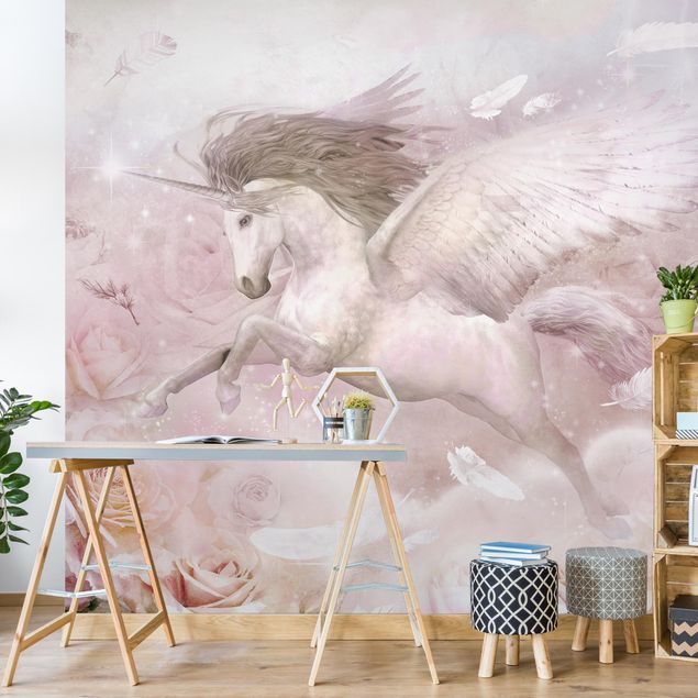 Wallpapers Pegasus Unicorn With Roses
