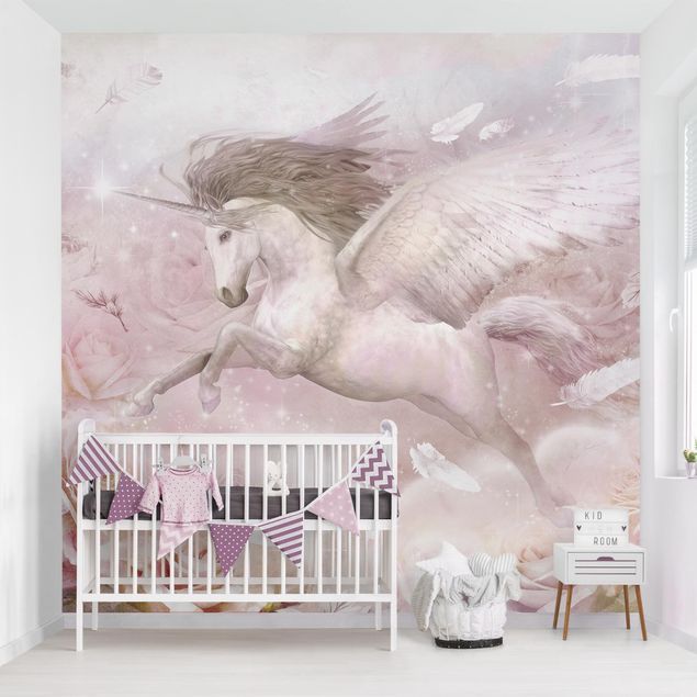 Wallpaper - Pegasus Unicorn With Roses