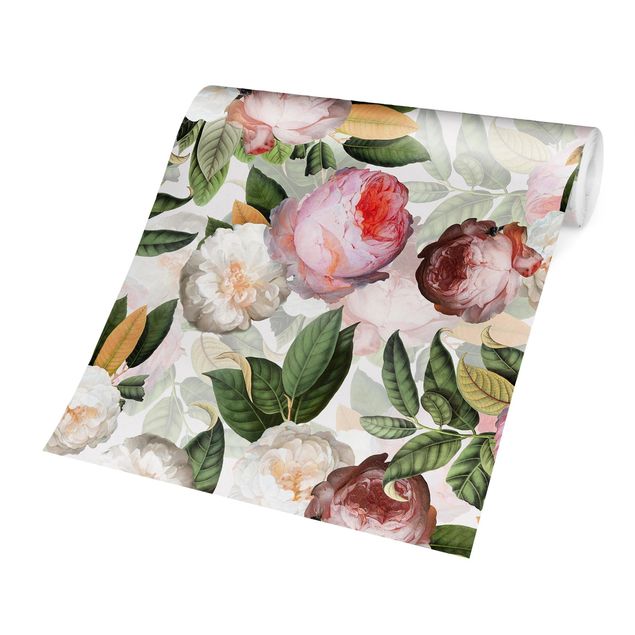 Wallpaper - Peonies With Leaves