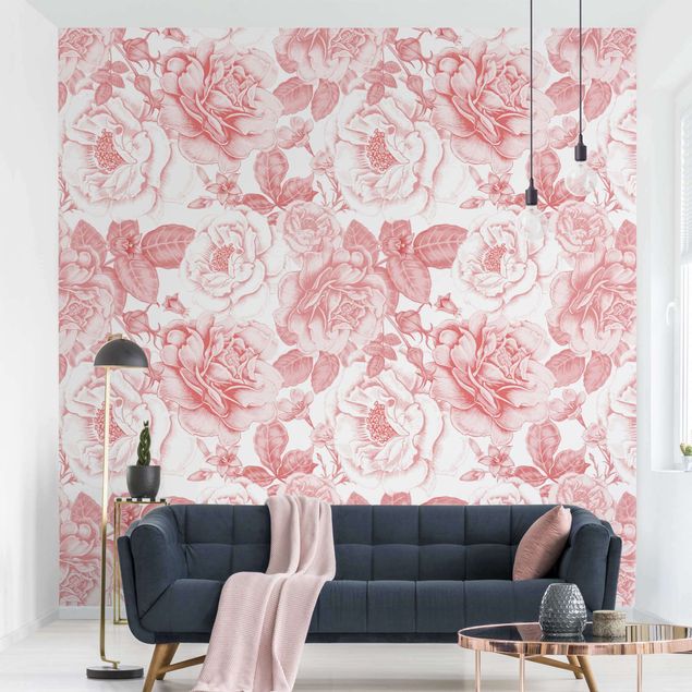 Wallpapers Peony Pattern Pink