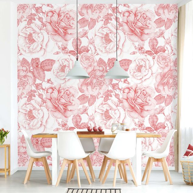 Wallpaper - Peony Pattern Pink