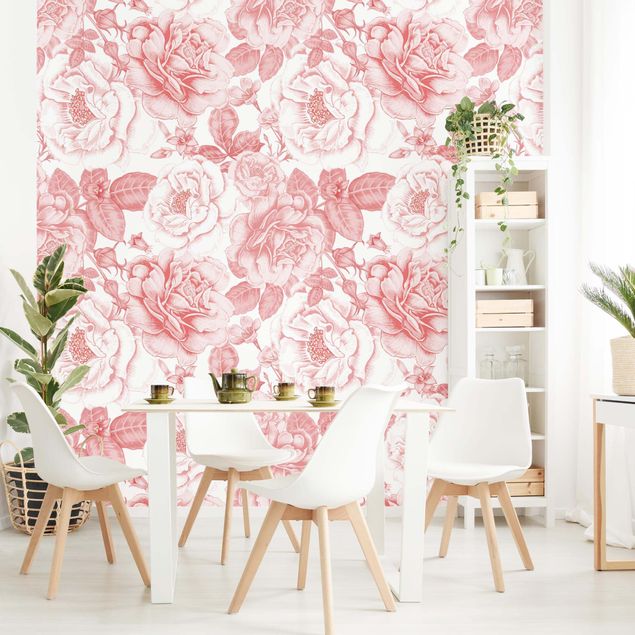 Wallpaper - Peony Pattern Pink
